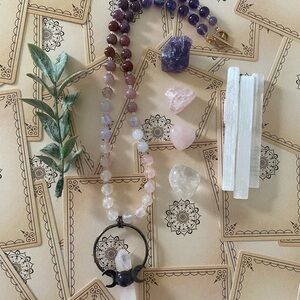 Elegant Purple and Pink Crystal Necklace